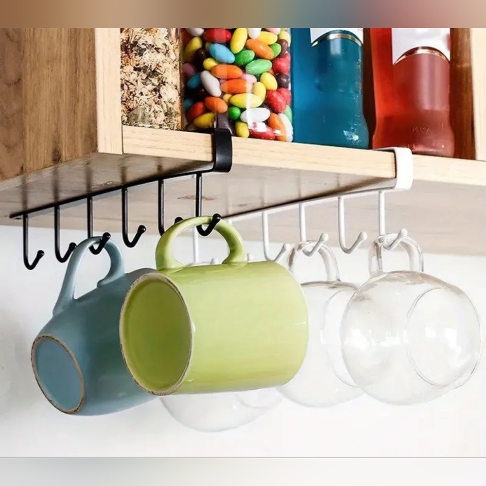 1-pc. Under the Kitchen Cabinet cup holder storage rack w/hooks